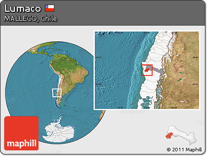 Satellite Location Map of Lumaco, highlighted country, highlighted parent region