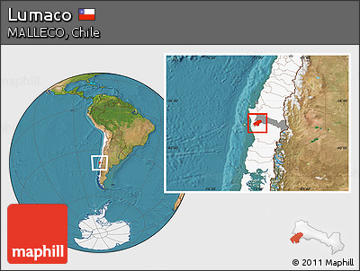 Satellite Location Map of Lumaco, highlighted country, highlighted parent region