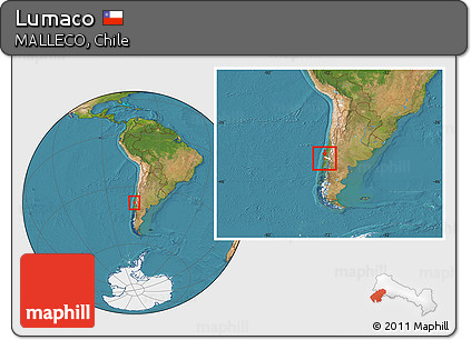 Satellite Location Map of Lumaco, highlighted parent region, within the entire country