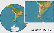 Satellite Location Map of Lumaco, highlighted parent region, within the entire country