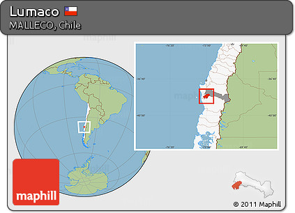 Savanna Style Location Map of Lumaco, highlighted country, highlighted parent region