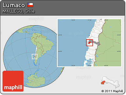 Savanna Style Location Map of Lumaco, highlighted country, highlighted parent region