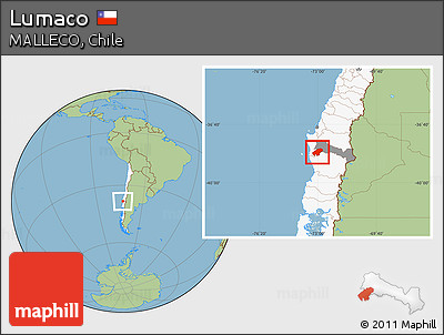 Savanna Style Location Map of Lumaco, highlighted country, highlighted parent region