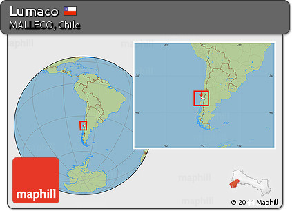 Savanna Style Location Map of Lumaco, highlighted parent region, within the entire country