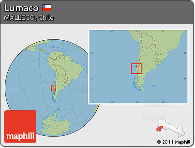 Savanna Style Location Map of Lumaco, highlighted parent region, within the entire country