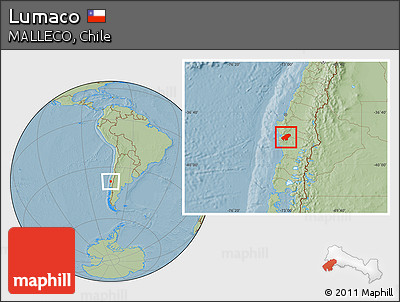 Savanna Style Location Map of Lumaco, hill shading