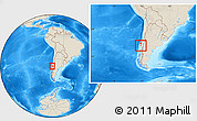 Shaded Relief Location Map of Lumaco, within the entire country