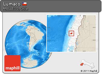 Shaded Relief Location Map of Lumaco, highlighted country