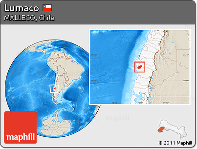 Shaded Relief Location Map of Lumaco, highlighted country
