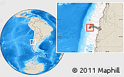 Shaded Relief Location Map of Lumaco, highlighted country, highlighted parent region