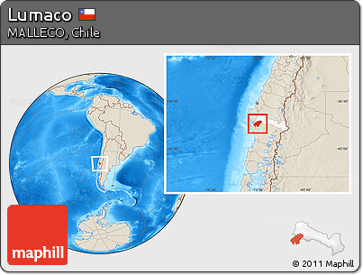 Shaded Relief Location Map of Lumaco, highlighted parent region