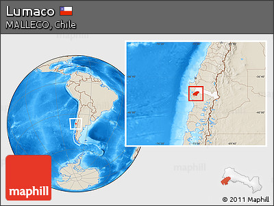 Shaded Relief Location Map of Lumaco, highlighted parent region