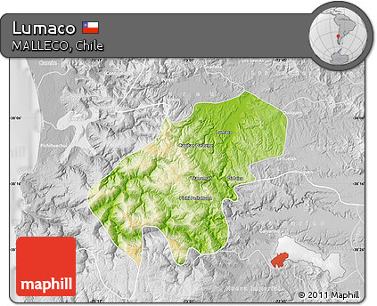 Physical Map of Lumaco, lighten, desaturated