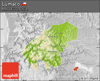 Physical Map of Lumaco, lighten, desaturated