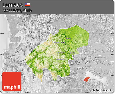 Physical Map of Lumaco, lighten, desaturated
