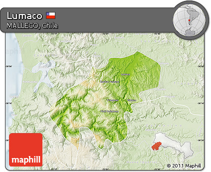 Physical Map of Lumaco, lighten