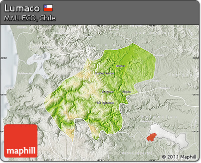 Physical Map of Lumaco, lighten, semi-desaturated