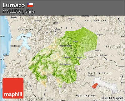 Physical Map of Lumaco, shaded relief outside