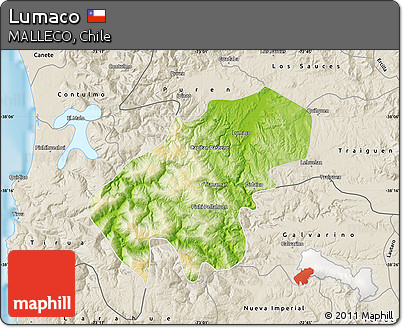 Physical Map of Lumaco, shaded relief outside