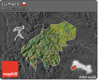Satellite Map of Lumaco, darken, desaturated