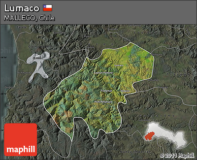 Satellite Map of Lumaco, darken, semi-desaturated