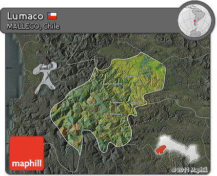 Satellite Map of Lumaco, darken, semi-desaturated