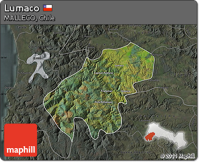 Satellite Map of Lumaco, darken, semi-desaturated