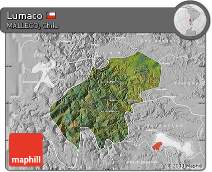 Satellite Map of Lumaco, lighten, desaturated