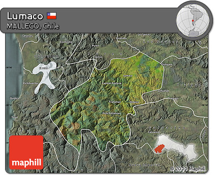 Satellite Map of Lumaco, semi-desaturated