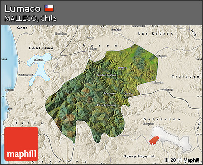 Satellite Map of Lumaco, shaded relief outside