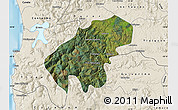 Satellite Map of Lumaco, shaded relief outside