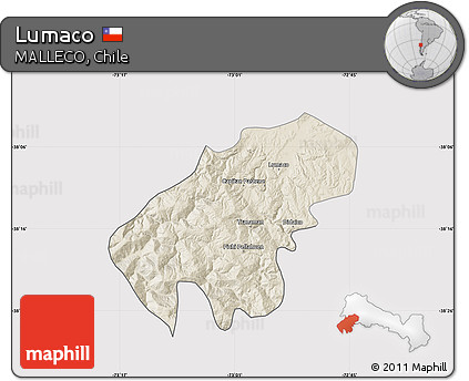 Shaded Relief Map of Lumaco, cropped outside