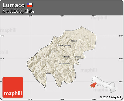 Shaded Relief Map of Lumaco, cropped outside