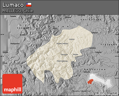 Shaded Relief Map of Lumaco, darken, desaturated