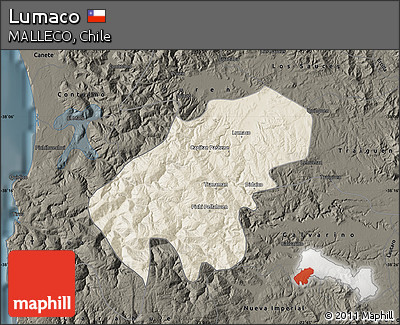 Shaded Relief Map of Lumaco, darken
