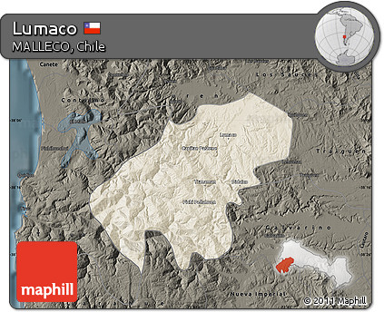 Shaded Relief Map of Lumaco, darken