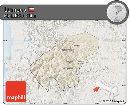 Shaded Relief Map of Lumaco, lighten