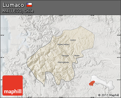 Shaded Relief Map of Lumaco, lighten, semi-desaturated