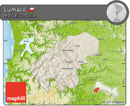 Shaded Relief Map of Lumaco, physical outside