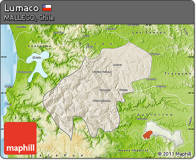 Shaded Relief Map of Lumaco, physical outside