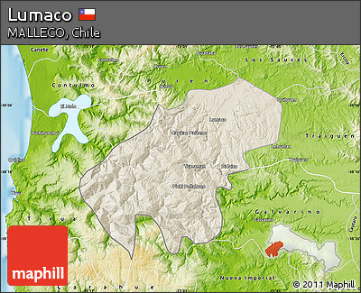 Shaded Relief Map of Lumaco, physical outside