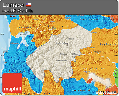 Shaded Relief Map of Lumaco, political outside