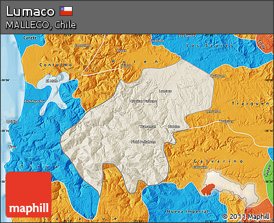 Shaded Relief Map of Lumaco, political outside