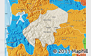 Shaded Relief Map of Lumaco, political outside