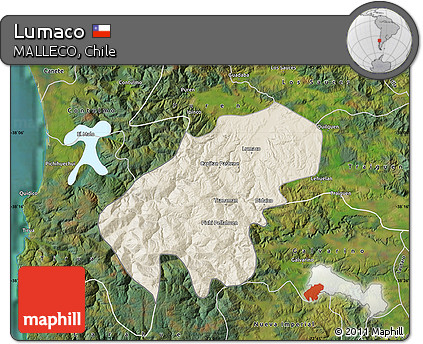 Shaded Relief Map of Lumaco, satellite outside