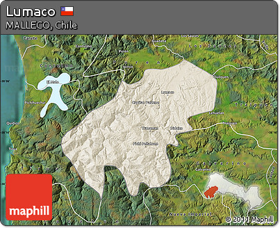 Shaded Relief Map of Lumaco, satellite outside