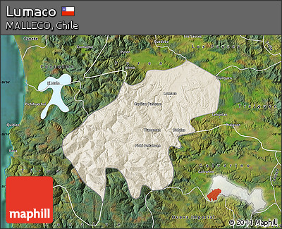 Shaded Relief Map of Lumaco, satellite outside