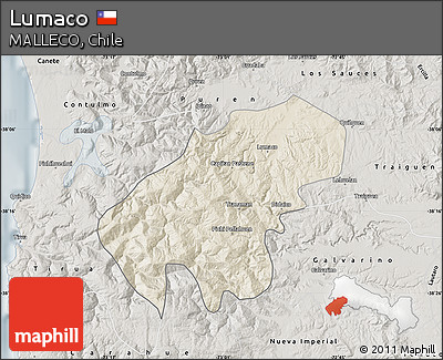 Shaded Relief Map of Lumaco, semi-desaturated