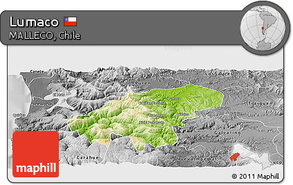 Physical Panoramic Map of Lumaco, desaturated