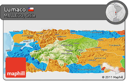 Physical Panoramic Map of Lumaco, political outside